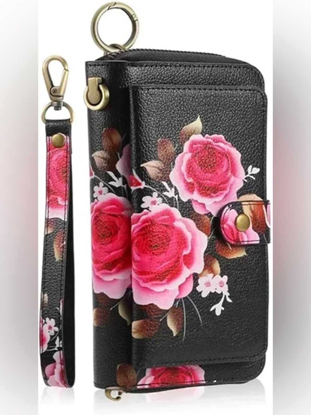 Wallet Flower Floral Pattern with Card Holders Zipper Purse RFID Wallet Wristba - Picture 1 of 8